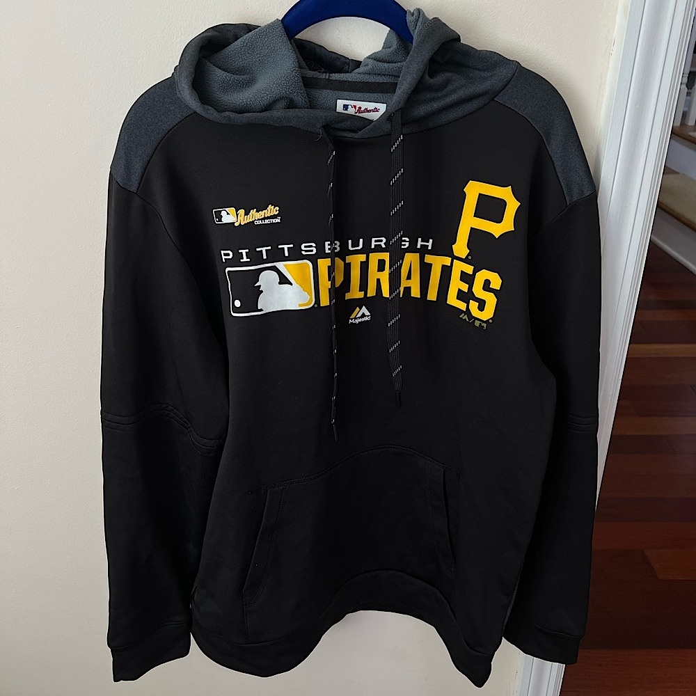 Unisex Pittsburgh Pirates MLB Black and Gray Logo Pullover Majestic Sweatshirt